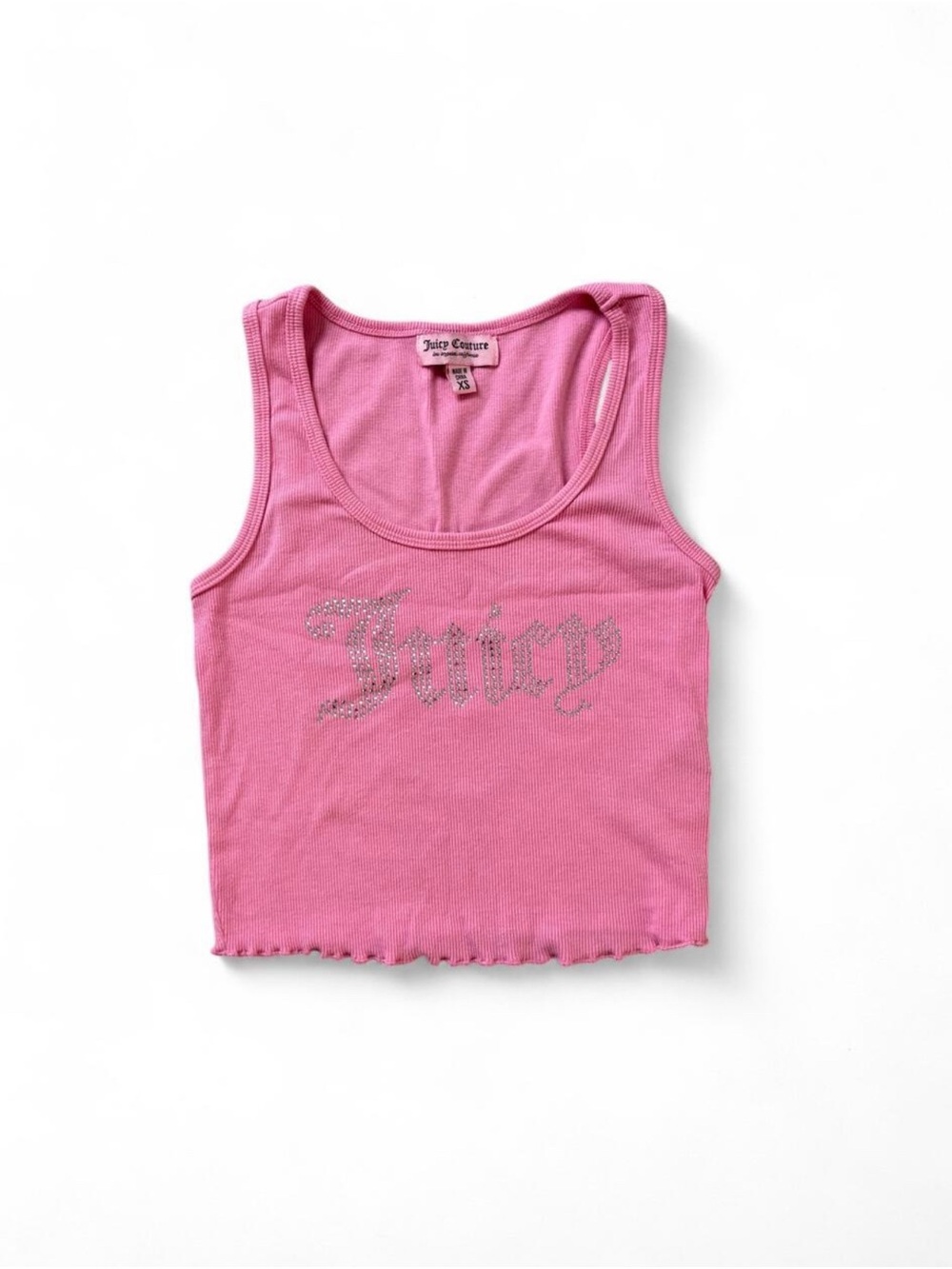 Juicy Couture Pink Rhinestone Logo Ribbed Tank
